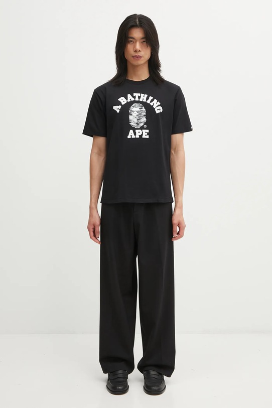 A Bathing Ape t-shirt bawełniany Palm Tree Camo College 1L30110025 czarny