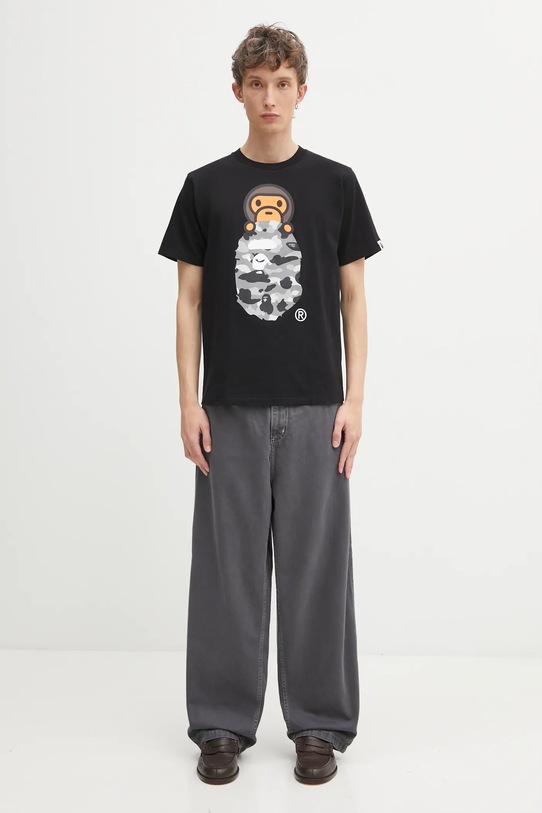 A Bathing Ape t-shirt bawełniany 1st Camo Milo On APE 2L30110005 czarny