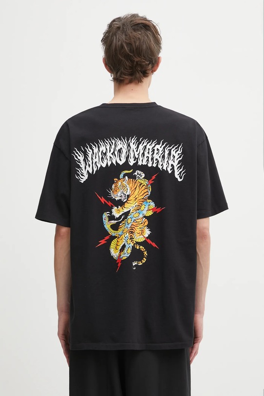 Wacko Maria t-shirt bawełniany nadruk czarny 25FW.WMT.WT04