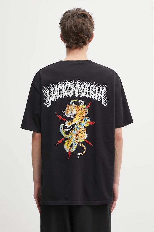 Wacko Maria t-shirt bawełniany nadruk czarny 25FW.WMT.WT04