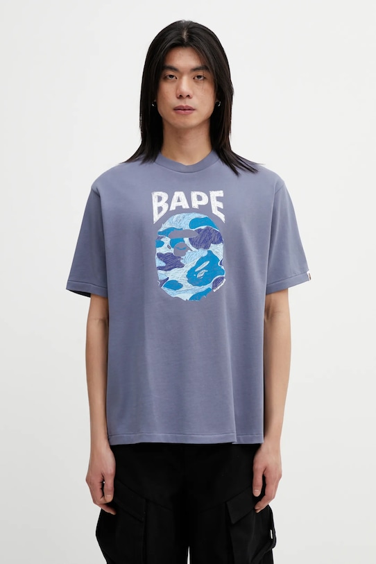 Pamučna majica A Bathing Ape ABC Camo Hand Draw APE Head regular siva 001TEL301340M