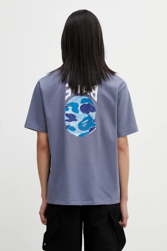 Odzież A Bathing Ape t-shirt bawełniany ABC Camo Hand Draw APE Head 001TEL301340M szary