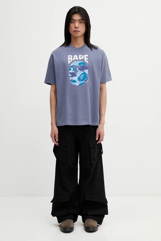 A Bathing Ape t-shirt bawełniany ABC Camo Hand Draw APE Head 001TEL301340M szary