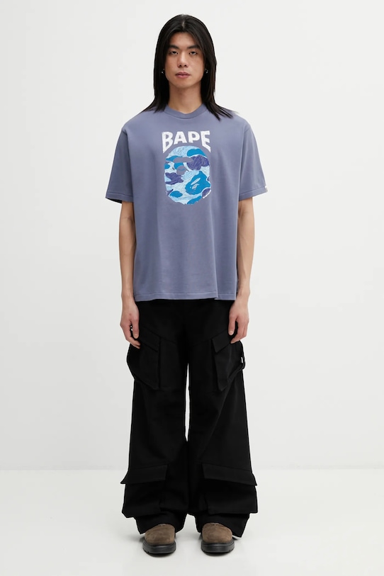 Pamučna majica A Bathing Ape ABC Camo Hand Draw APE Head 001TEL301340M siva