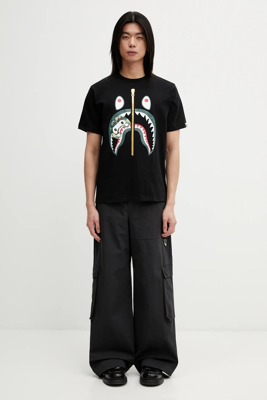 A Bathing Ape t-shirt bawełniany ABC Camo Milo Shark 002TEL301003M czarny