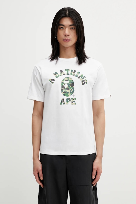 Pamučna majica A Bathing Ape ABC Camo College regular bijela 001TEL801005M