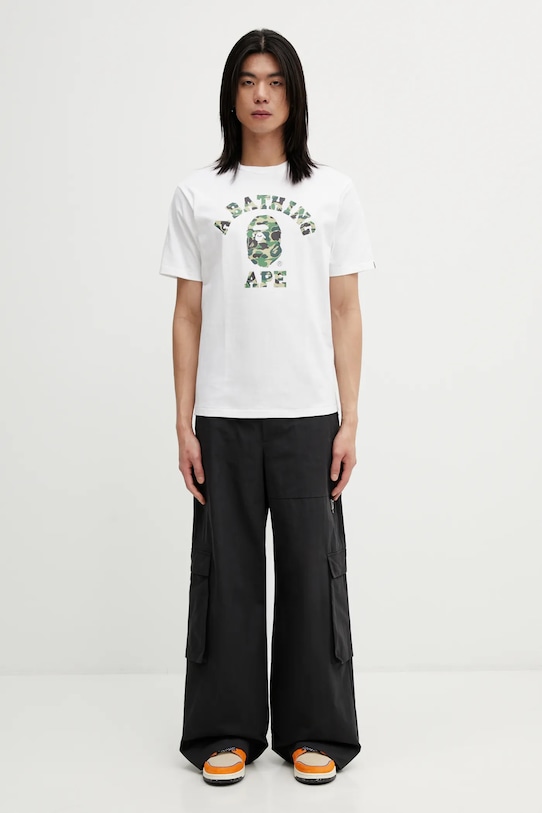 Pamučna majica A Bathing Ape ABC Camo College 001TEL801005M bijela