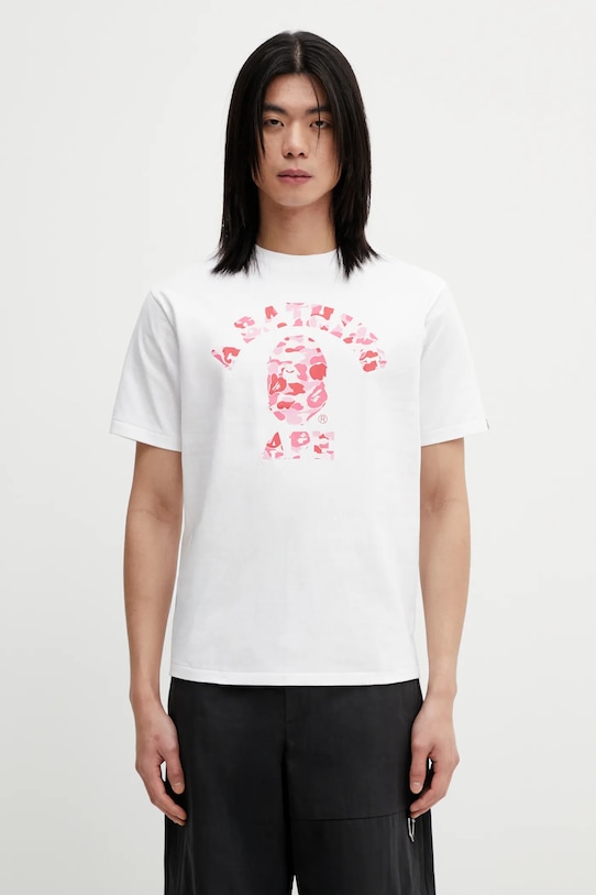 Pamučna majica A Bathing Ape ABC Camo College regular bijela 001TEL801005M