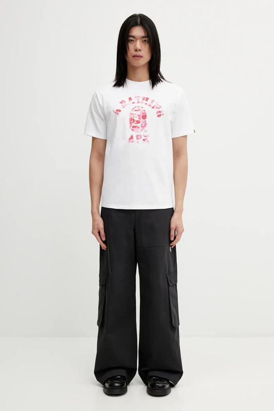 A Bathing Ape t-shirt bawełniany ABC Camo College 001TEL801005M biały