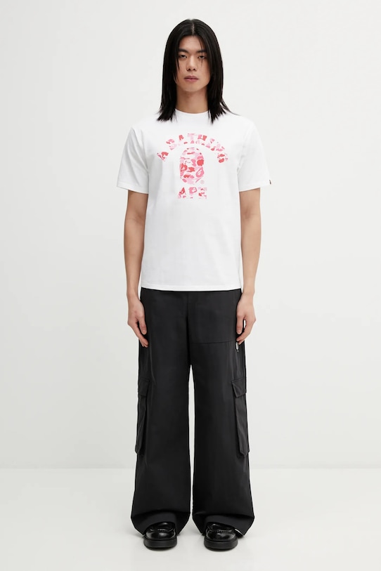 Pamučna majica A Bathing Ape ABC Camo College 001TEL801005M bijela