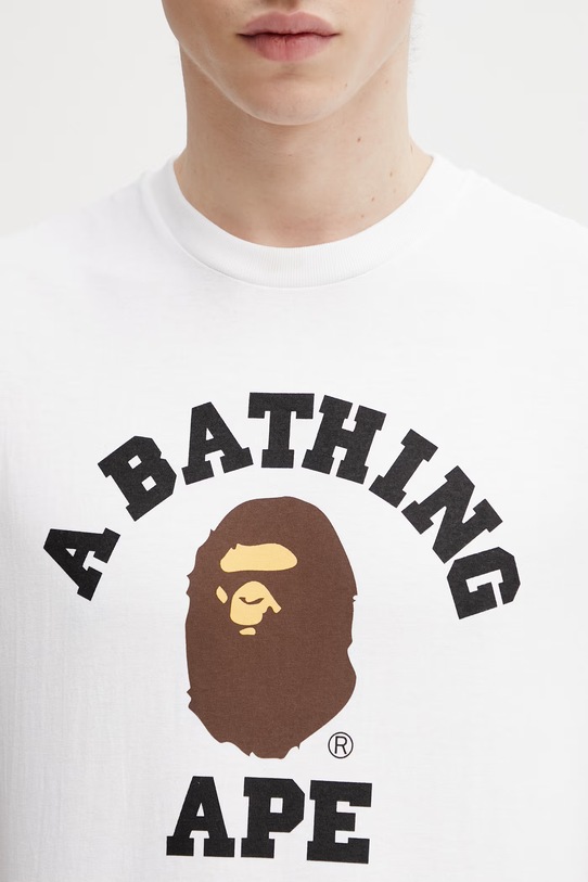 A Bathing Ape t-shirt bawełniany College biały 001TEL801001M