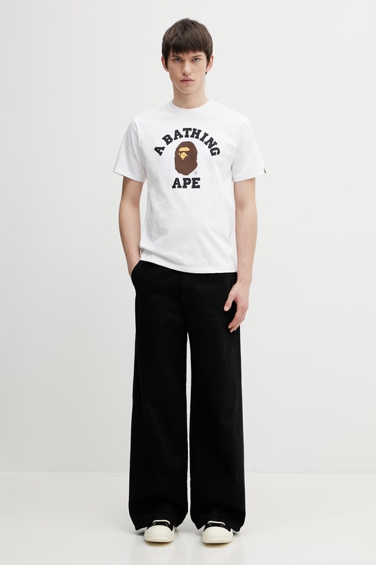 A Bathing Ape t-shirt bawełniany College 001TEL801001M biały
