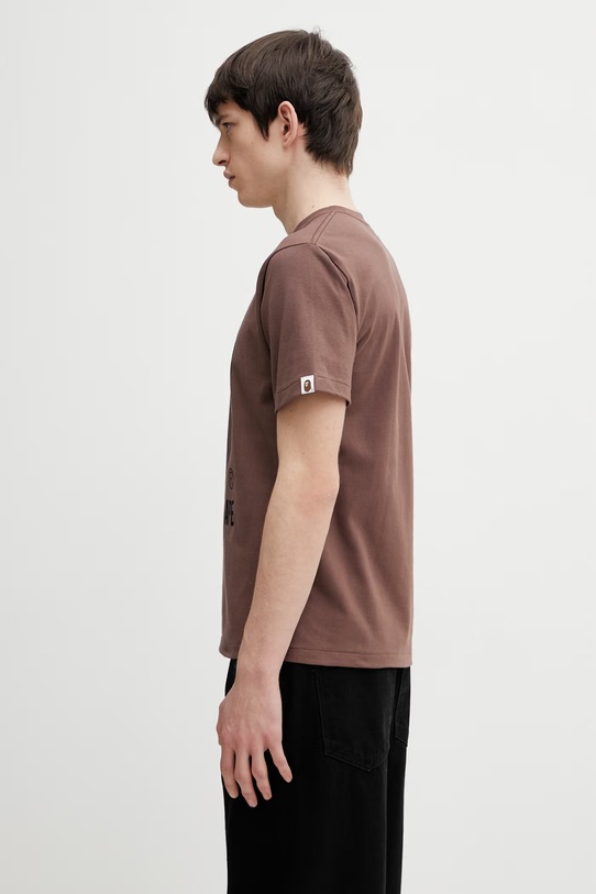 A Bathing Ape t-shirt bawełniany By Bathing Ape 001TEL801002M brązowy AW25