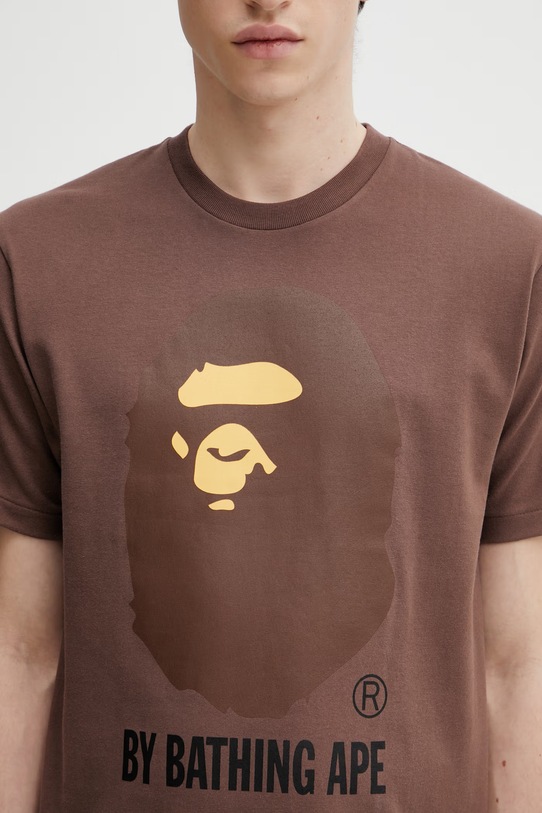 A Bathing Ape t-shirt bawełniany By Bathing Ape brązowy 001TEL801002M