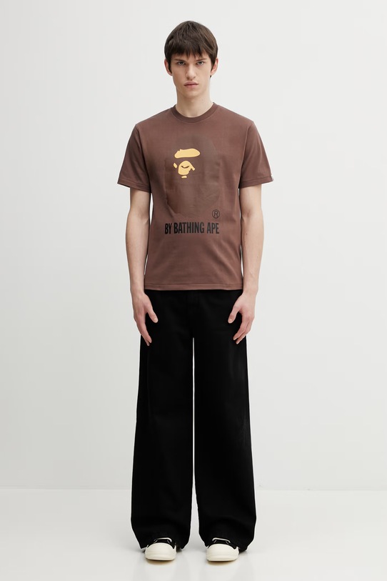 A Bathing Ape t-shirt bawełniany By Bathing Ape 001TEL801002M brązowy