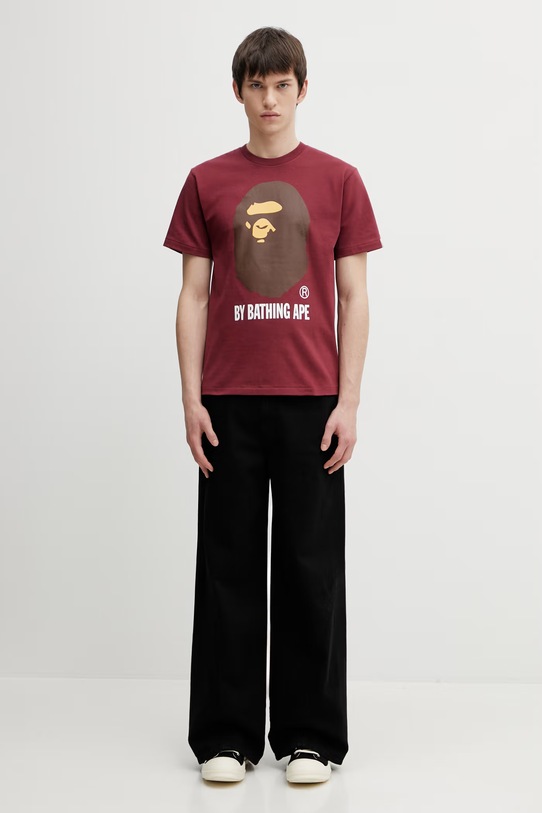 A Bathing Ape t-shirt bawełniany By Bathing Ape 001TEL801002M bordowy
