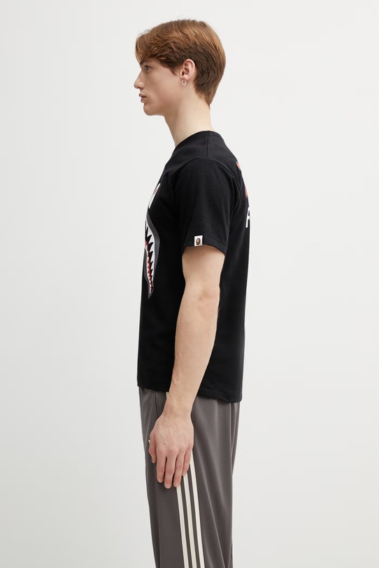 A Bathing Ape t-shirt bawełniany Shark 001TEL801003M czarny AW25