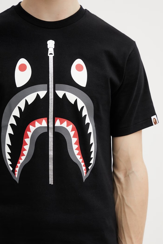 A Bathing Ape t-shirt bawełniany Shark czarny 001TEL801003M