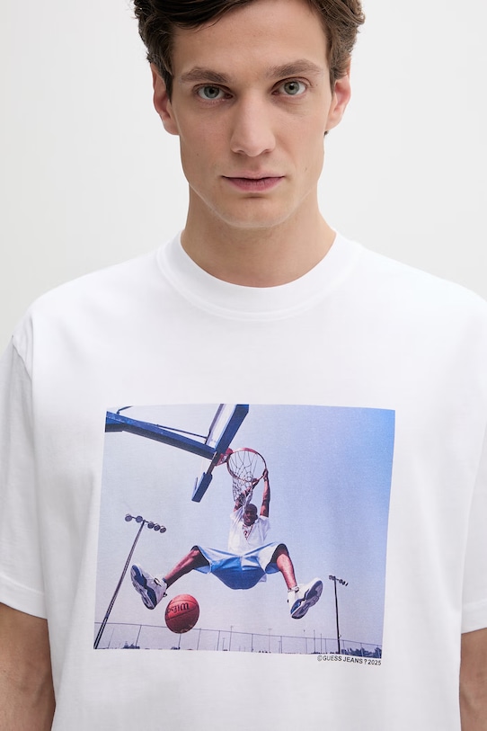 Pamučna majica Guess Jeans bijela M5BI3I.K8FQ4