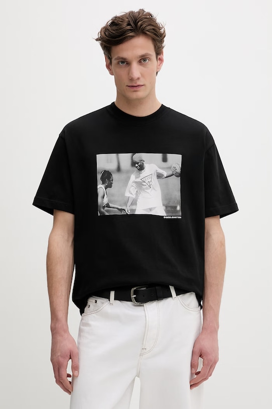 Pamučna majica Guess Jeans print crna M5BI3J.K8FQ4