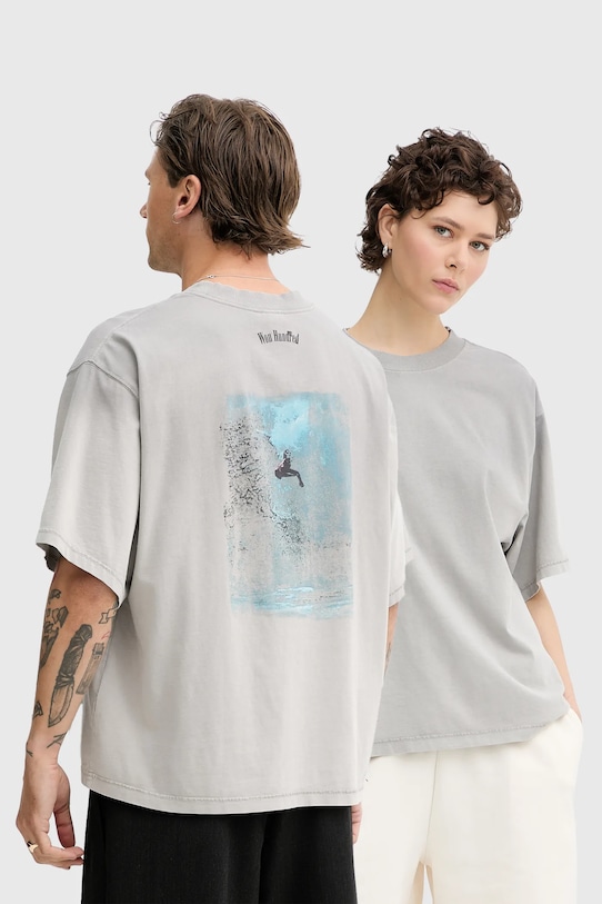 Won Hundred tricou din bumbac uni gri 3690.12071