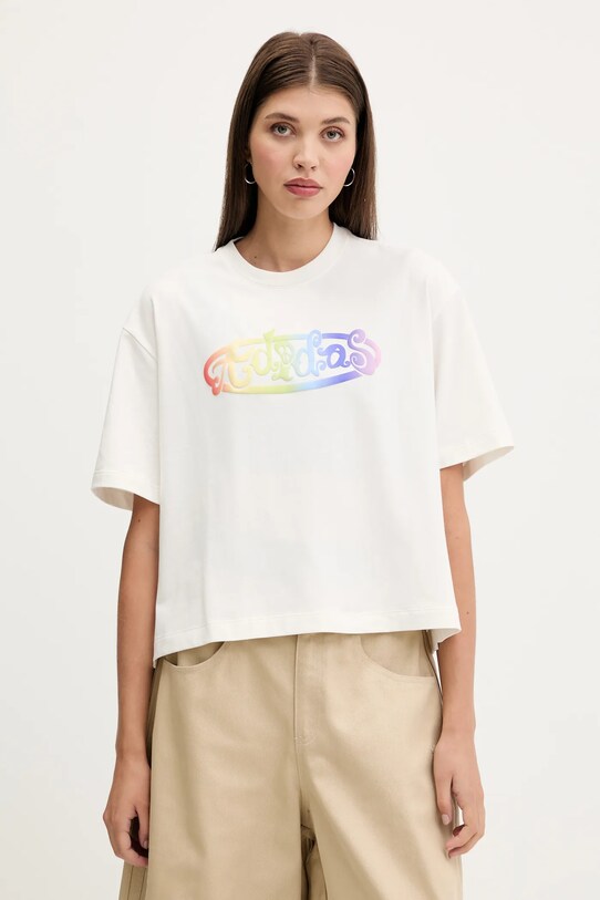 Футболка adidas Originals Pride x Jeremy Scott с эластаном бежевый JY2012