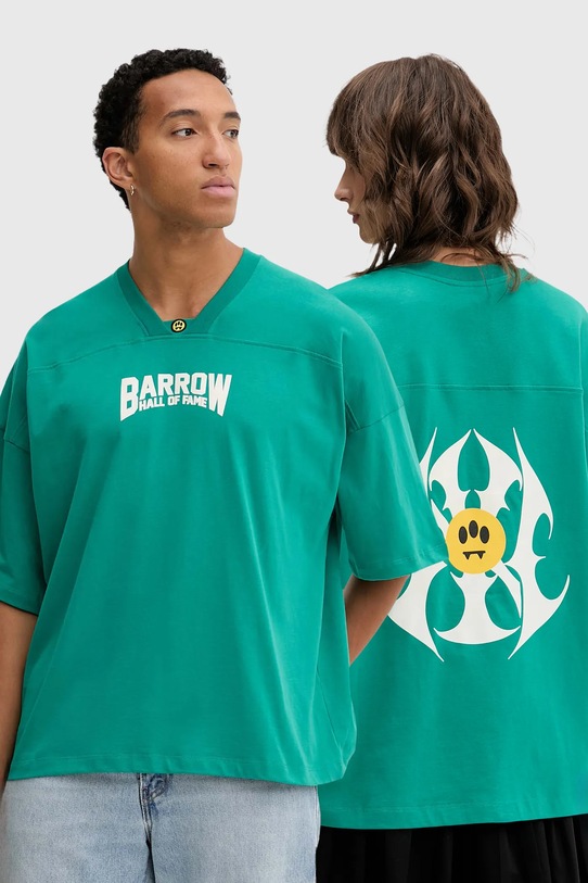 Barrow t-shirt in cotone scollo a V turchese F5BWUATH044
