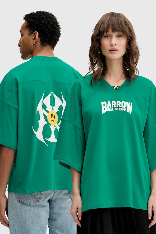 Barrow t-shirt bawełniany nadruk zielony F5BWUATH044