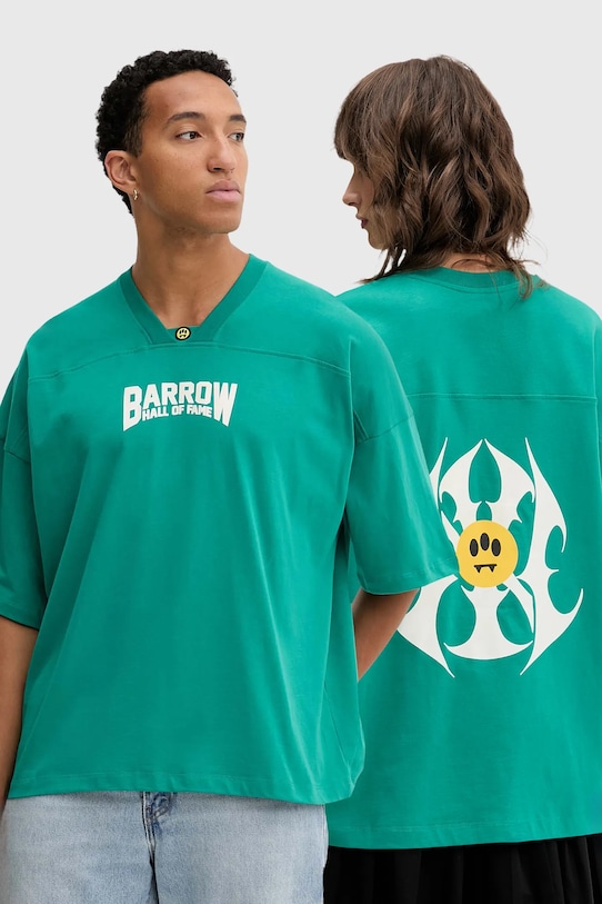 Barrow t-shirt bawełniany nadruk zielony F5BWUATH044