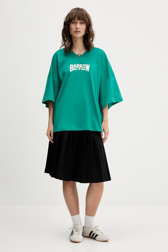 Barrow t-shirt bawełniany F5BWUATH044 zielony AW25