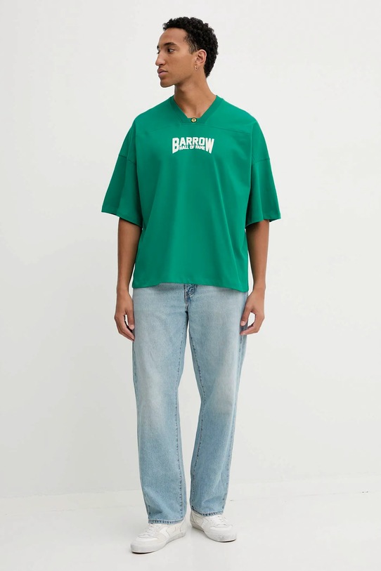 Barrow t-shirt bawełniany F5BWUATH044 zielony AW25