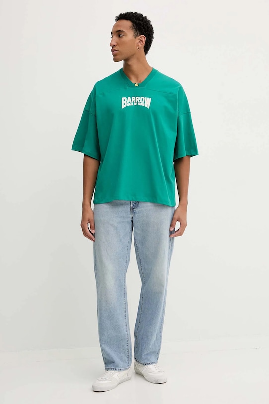 Barrow t-shirt bawełniany F5BWUATH044 zielony AW25