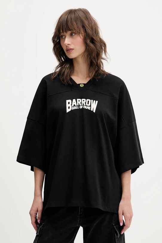 Barrow t-shirt bawełniany nadruk czarny F5BWUATH044