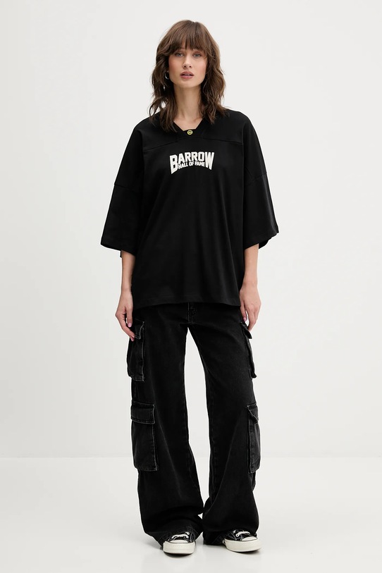 Barrow t-shirt bawełniany F5BWUATH044 czarny AW25