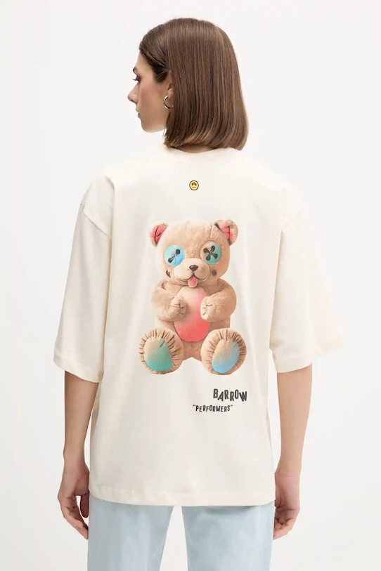 Ρούχα Βαμβακερό μπλουζάκι Barrow F5BWUATH049 μπεζ