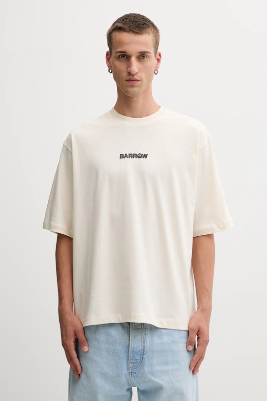 Βαμβακερό μπλουζάκι Barrow F5BWUATH049 μπεζ