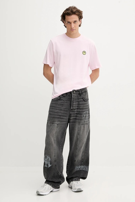 Barrow t-shirt bawełniany F5BWUATH059 różowy AW25