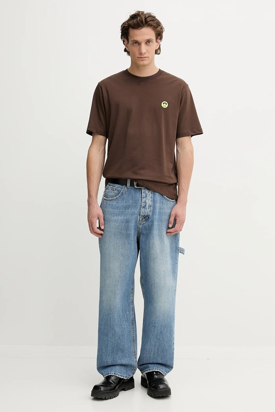 Barrow t-shirt bawełniany F5BWUATH059 brązowy AW25