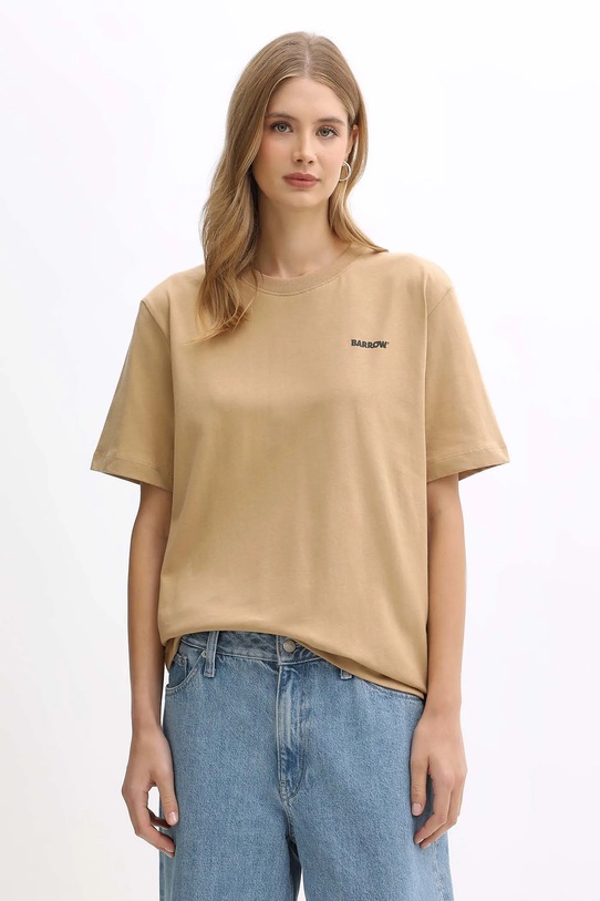 Barrow t-shirt bawełniany F5BWUATH070 zielony AW25