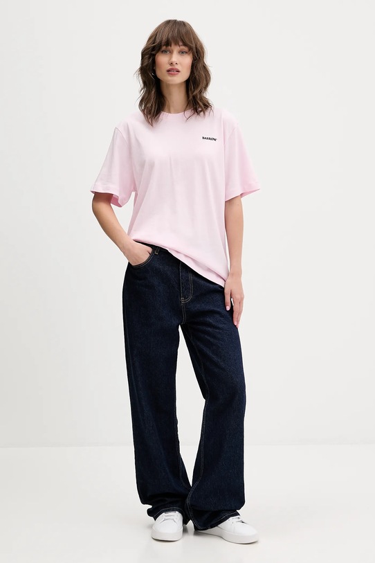Barrow t-shirt bawełniany F5BWUATH070 różowy AW25