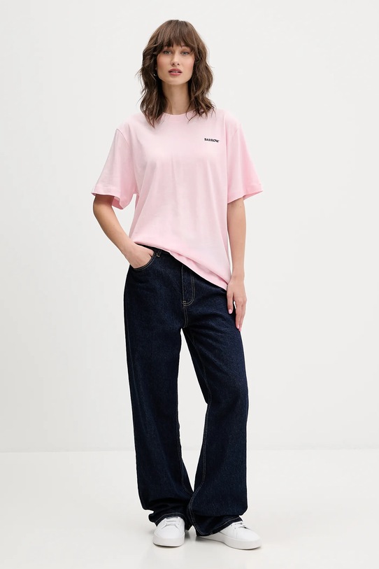 Odzież Barrow t-shirt bawełniany F5BWUATH070 różowy