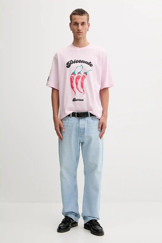 Βαμβακερό μπλουζάκι Barrow ροζ F5BWUATH079