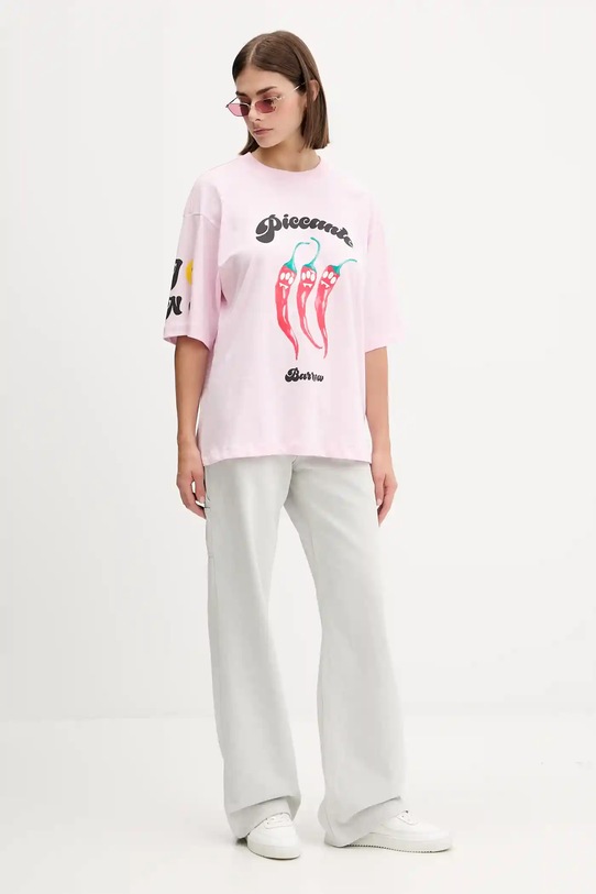 Βαμβακερό μπλουζάκι Barrow F5BWUATH079 ροζ