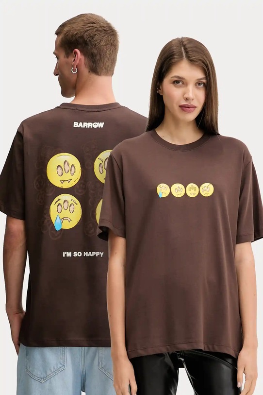 Bavlnené tričko Barrow regular hnedá F5BWUATH085