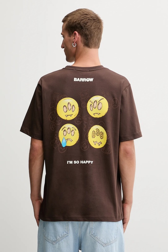 Bavlněné tričko Barrow F5BWUATH085 hnědá AW25