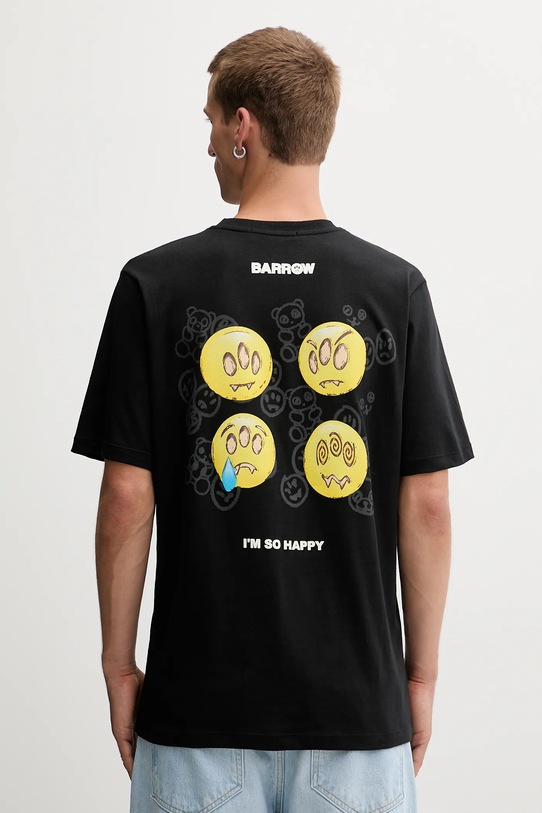 Βαμβακερό μπλουζάκι Barrow F5BWUATH085 μαύρο AW25