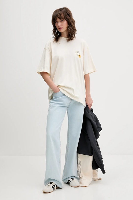Barrow t-shirt bawełniany F5BWUATH124 beżowy AW25