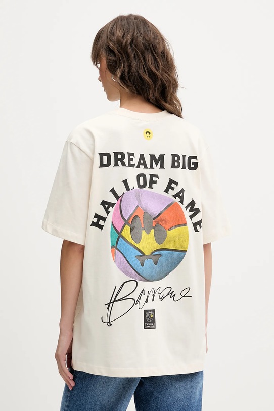 Barrow t-shirt bawełniany nadruk beżowy F5BWUATH127