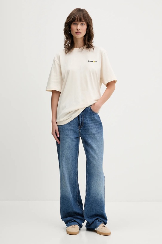 Хлопковая футболка Barrow F5BWUATH127 бежевый AW25