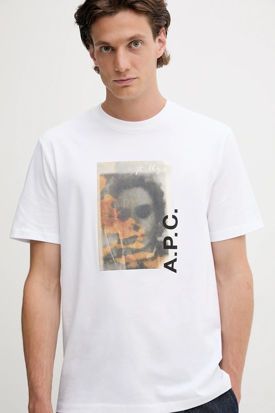 A.P.C. t-shirt bawełniany t-shirt jean portrait - gots biały COGYK.M26549